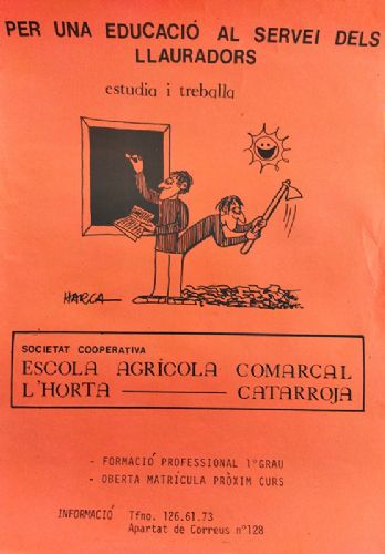 Cartell de promoció de l'Escola Agrícola Comarcal l'Horta (Catarroja).